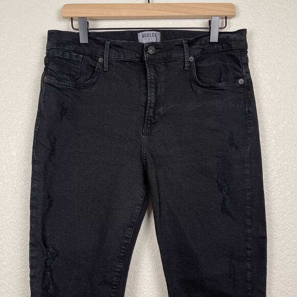 Agolde Sophie High Rise Skinny Crop Jeans Harlow Destructed Size 32 Grunge Emo - Picture 7 of 16